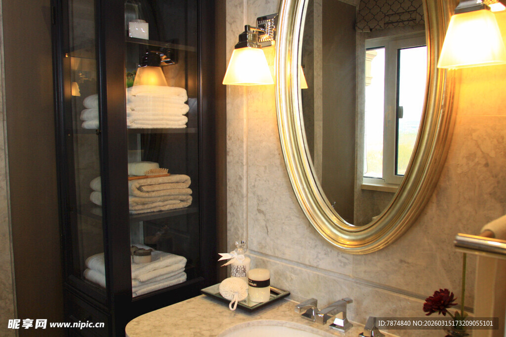 优雅奢华的浴室一角