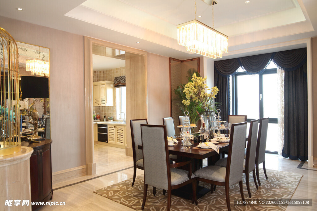 豪华现代风格餐厅室内景