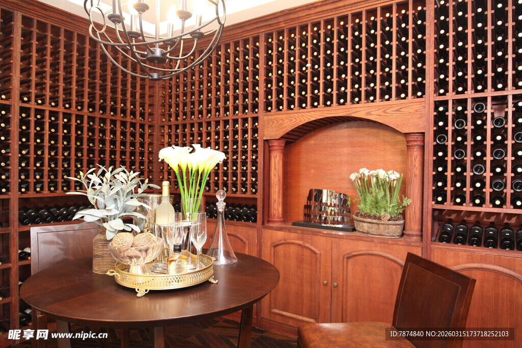 优雅木质酒窖室内场景