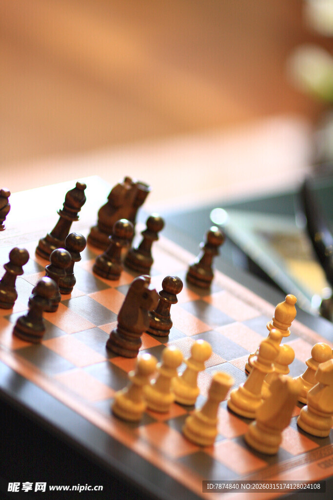 棋盘上的精致国际象棋棋子