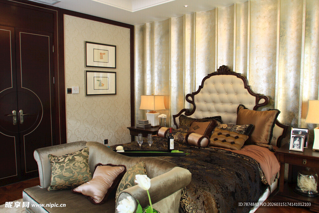 豪华古典风格卧室场景