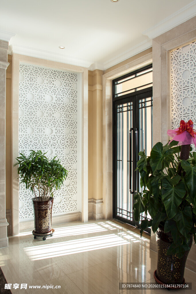 明亮入户玄关绿植装饰