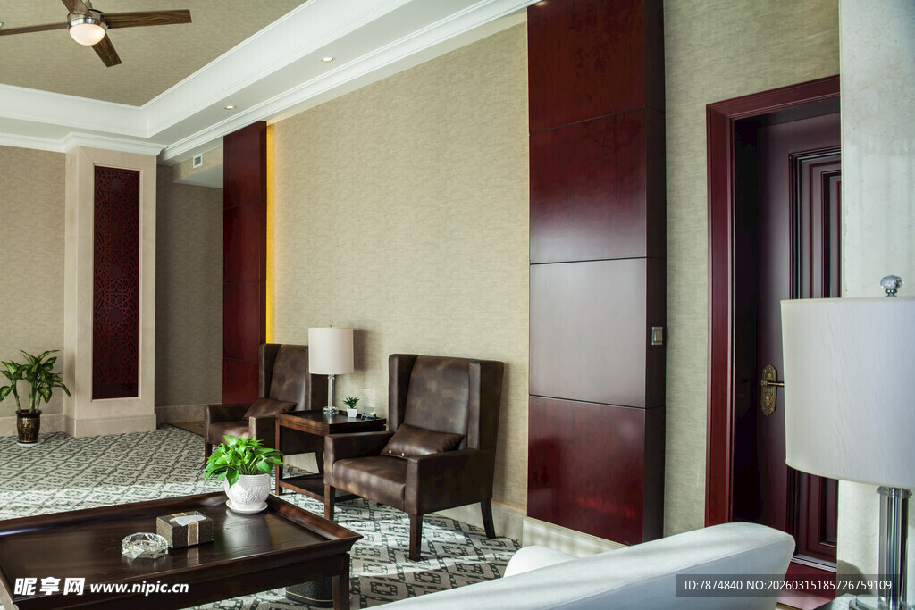 现代中式风格客厅室内图