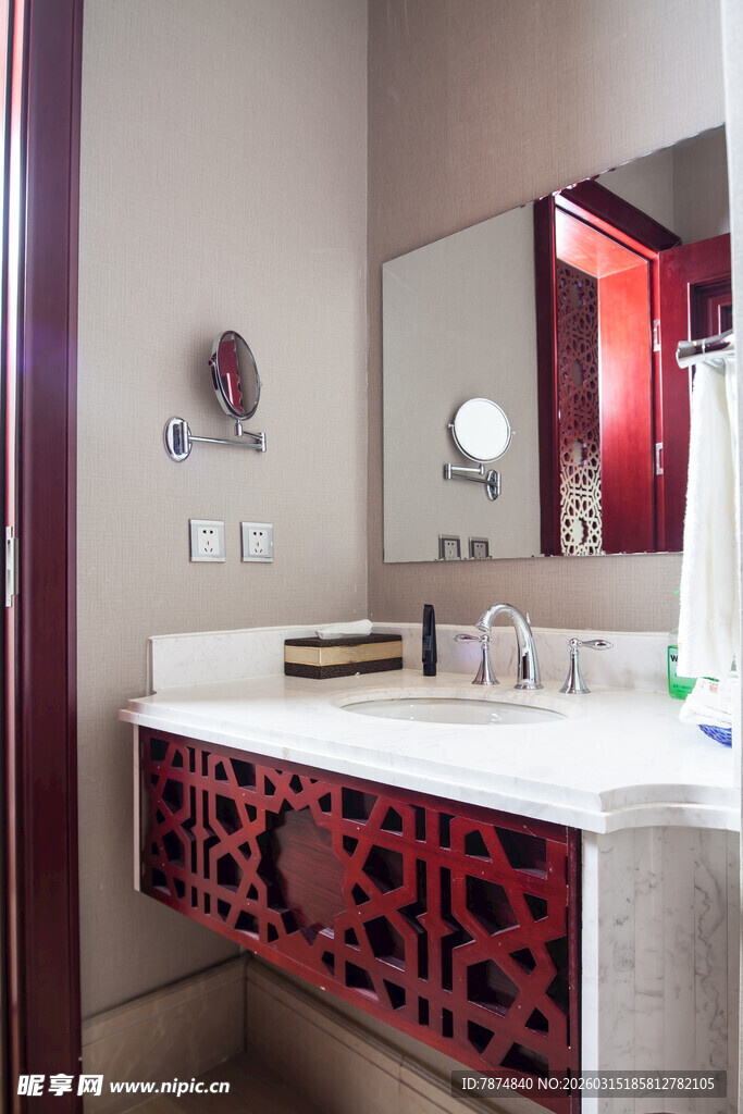 中式风格浴室洗手台设计