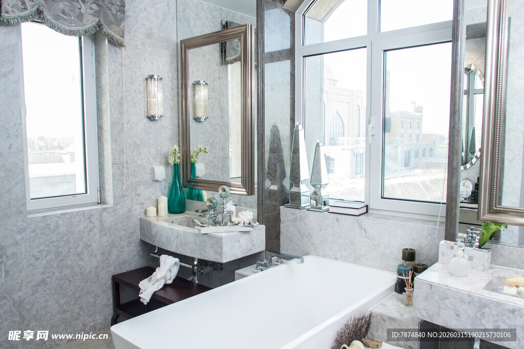 现代简约风豪华大理石浴室