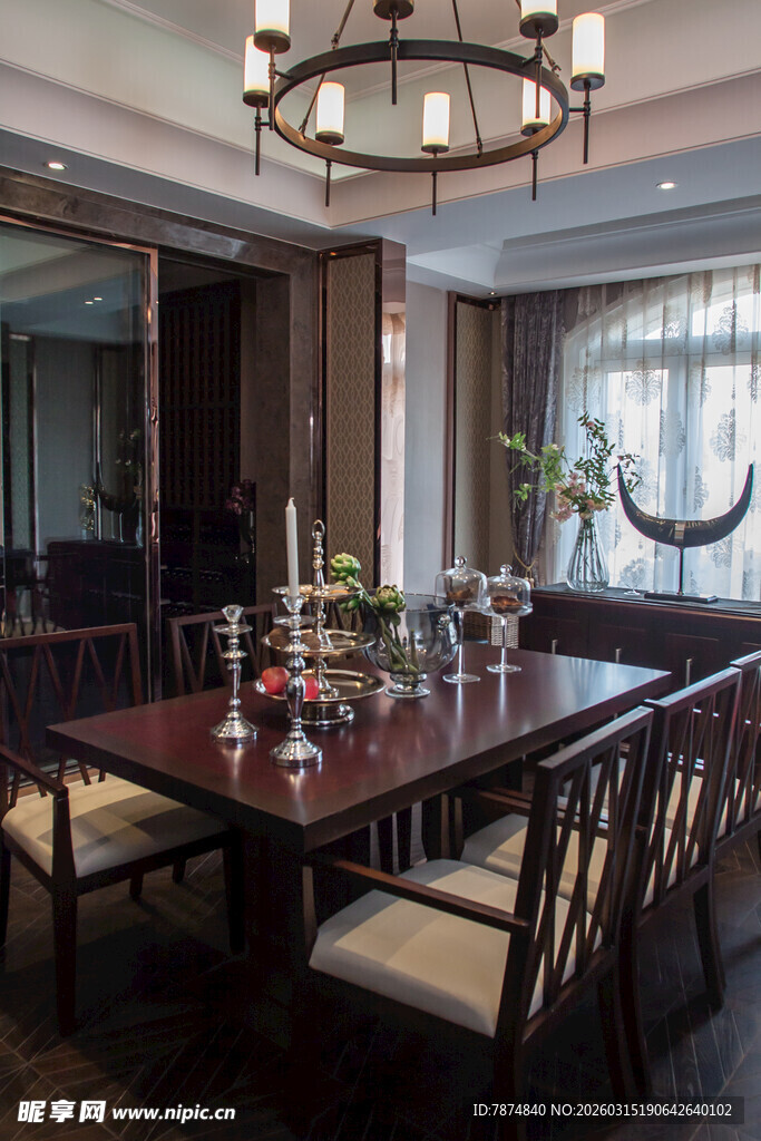 中式典雅餐厅室内场景