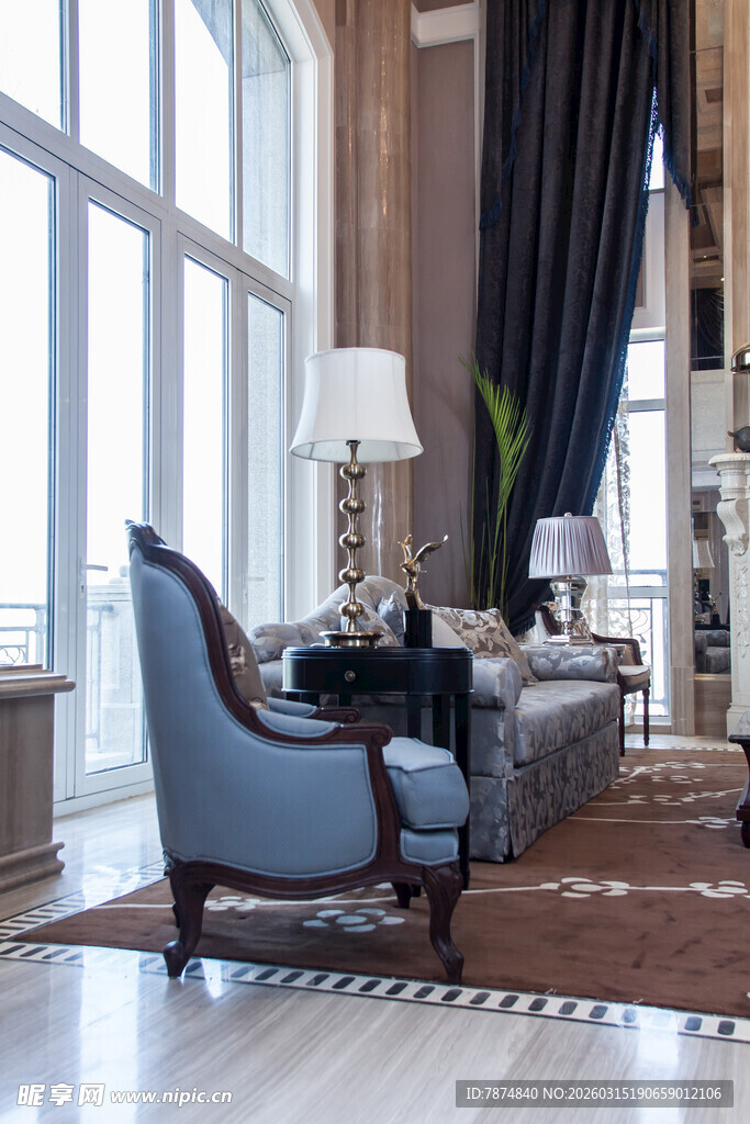 奢华客厅沙发茶几组合陈设