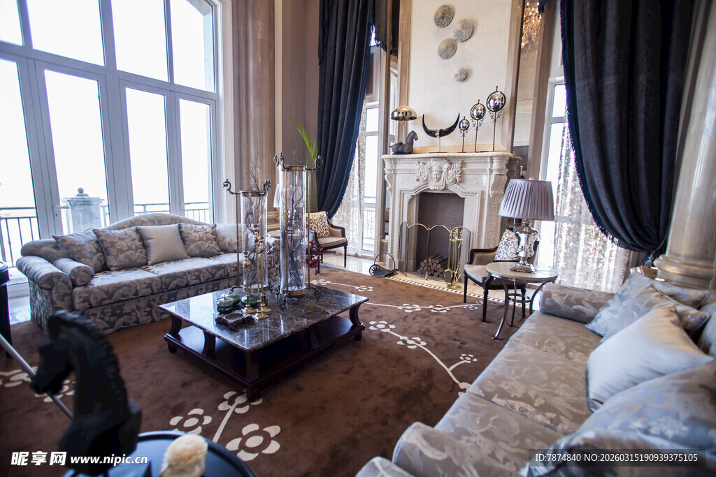 豪华欧式风格客厅场景