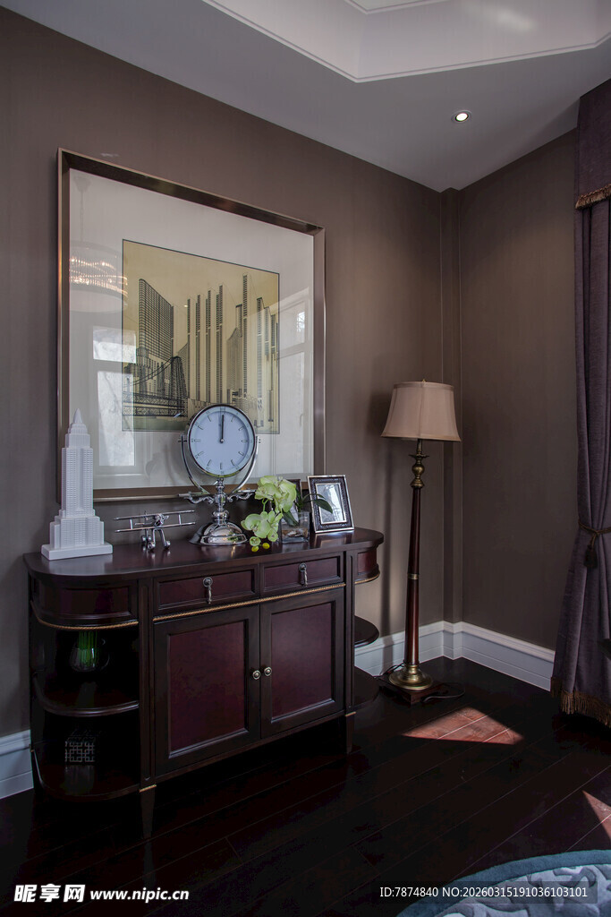 典雅复古风的室内角落陈设