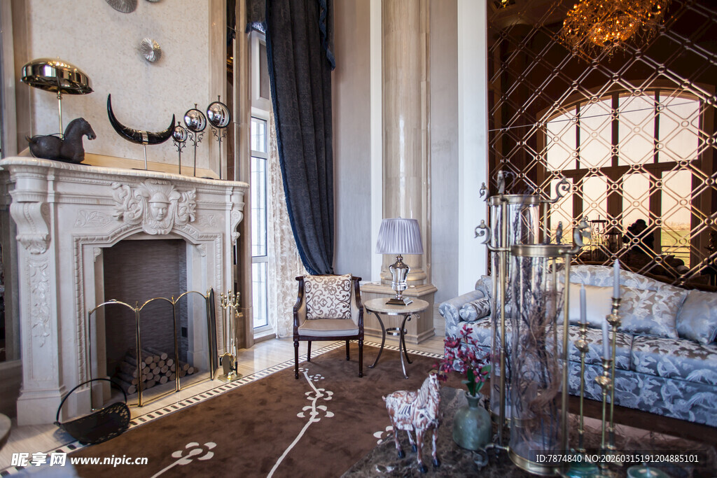 欧式古典奢华客厅场景