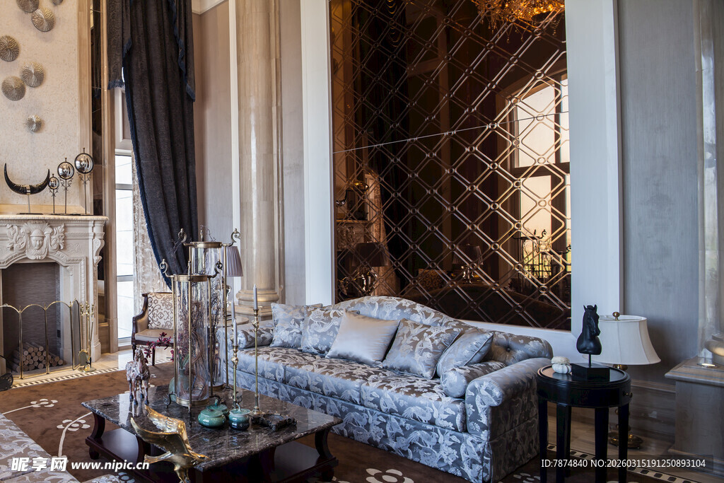 奢华复古风客厅室内景致
