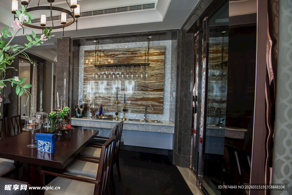 豪华餐厅室内精致装修场景