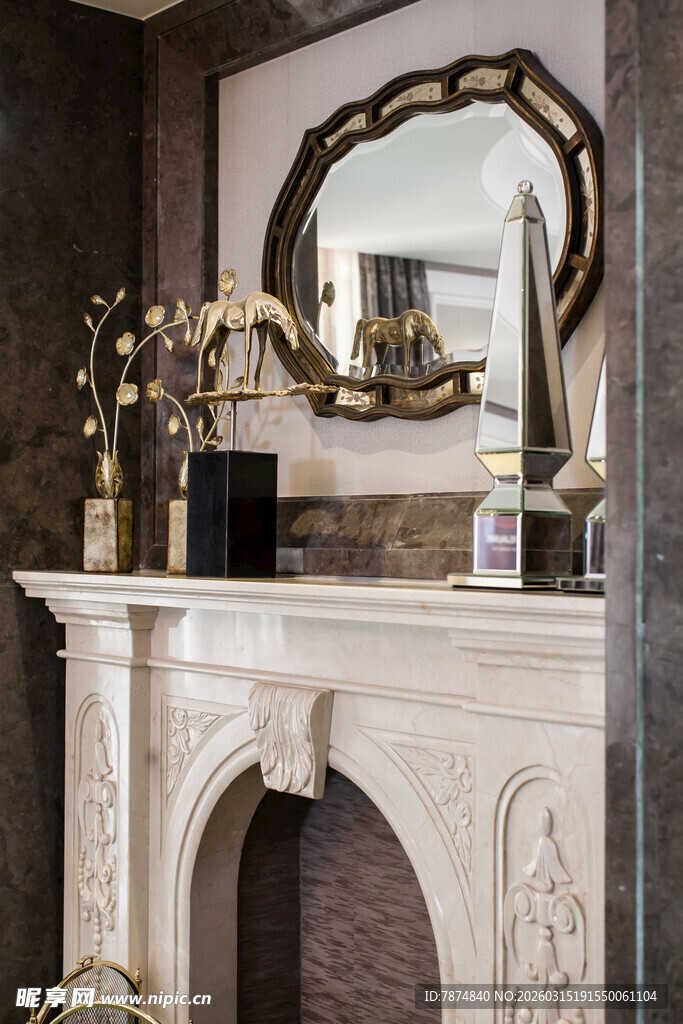 欧式雕花大理石壁炉装饰