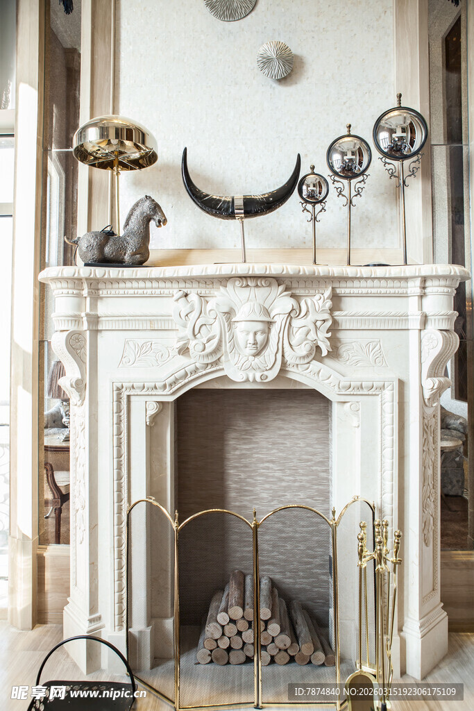 欧式古典大理石壁炉装饰