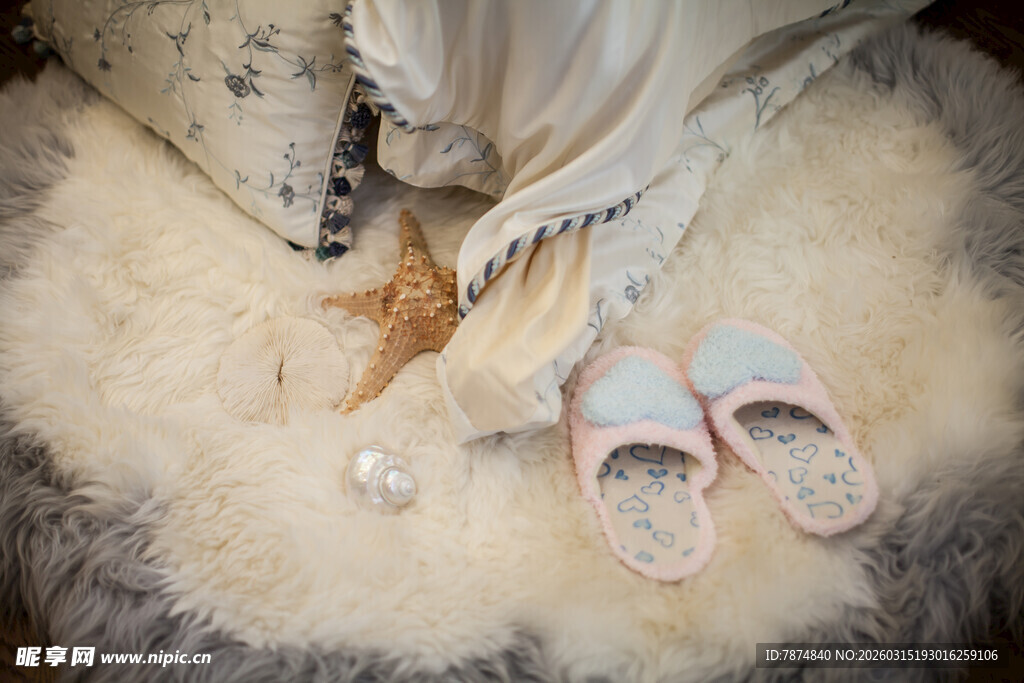 猫咪依偎在拖鞋旁