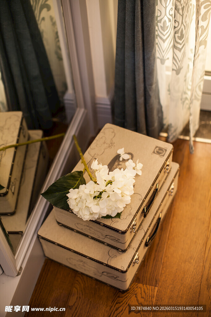 书本上的素雅白花摆件