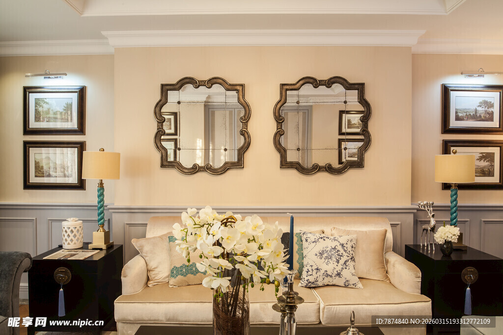 优雅复古客厅装饰场景