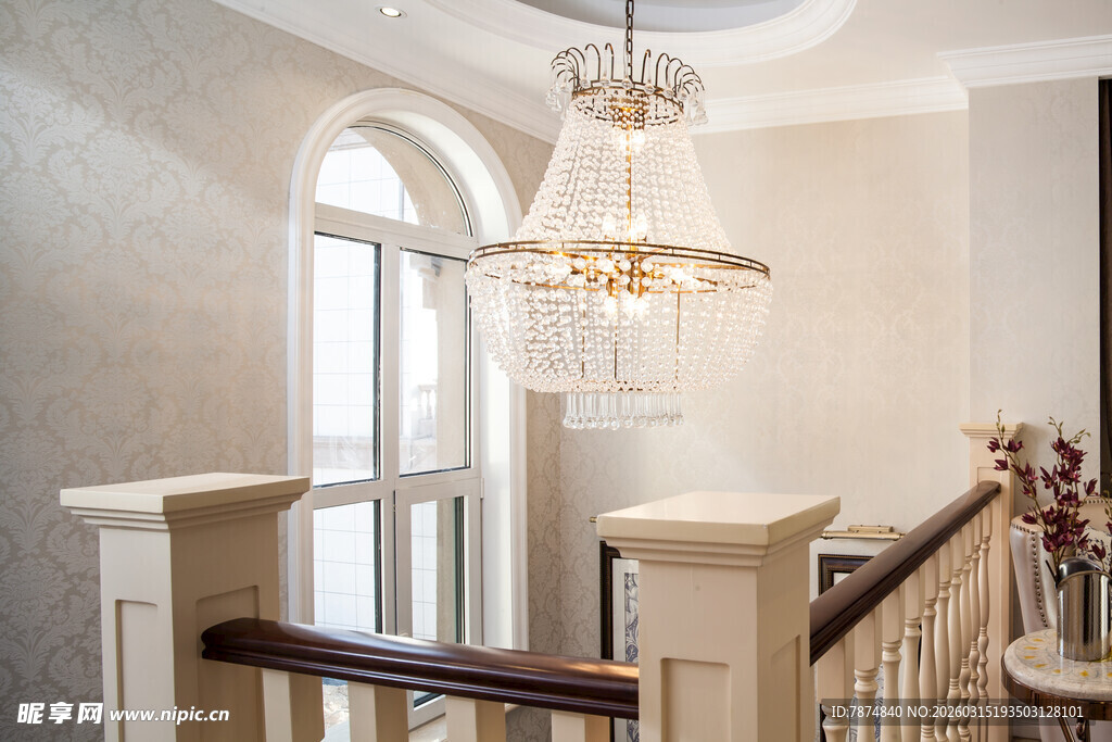 欧式奢华楼梯间吊灯装饰