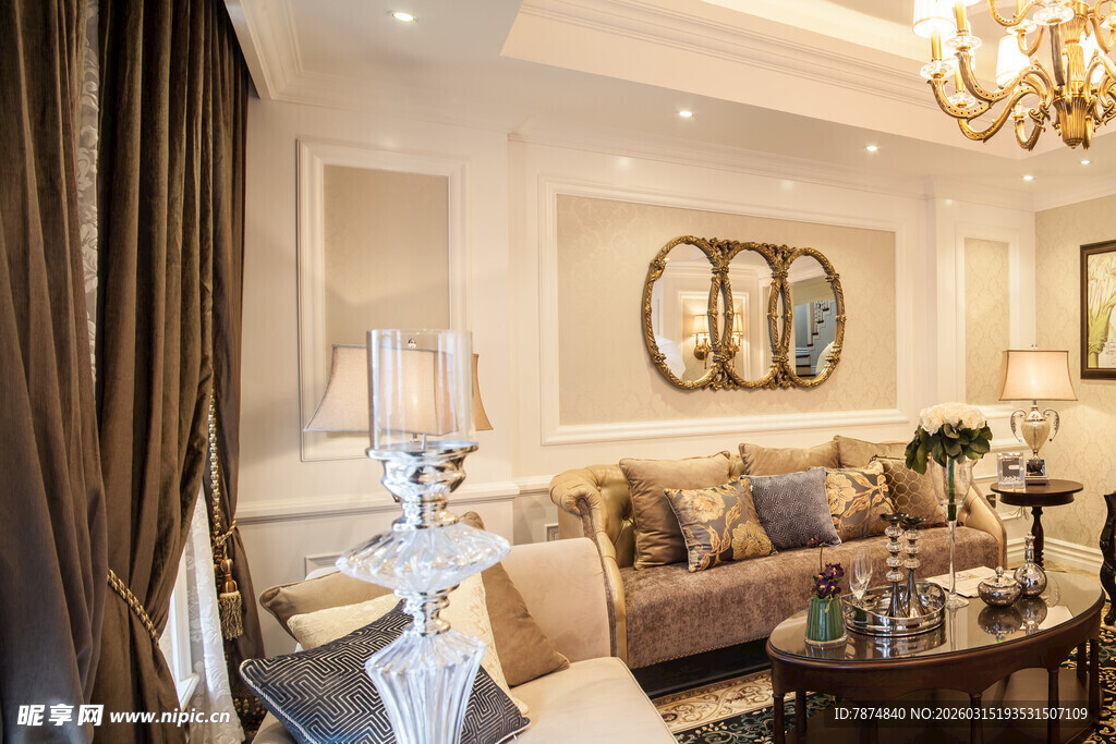 豪华典雅的客厅室内场景