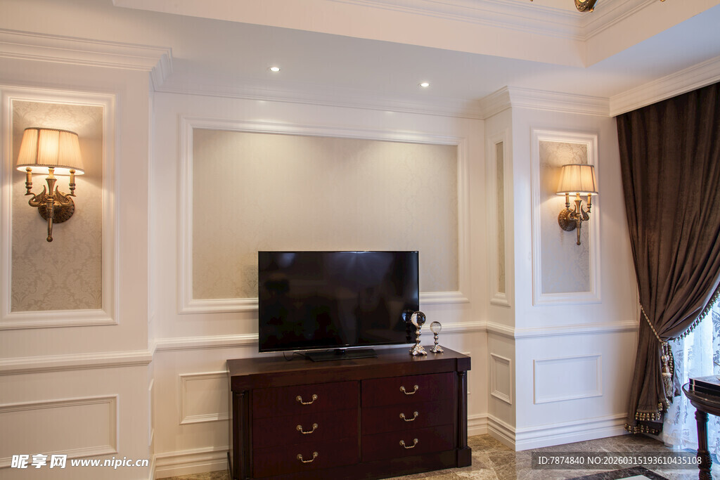 典雅客厅电视区域布置