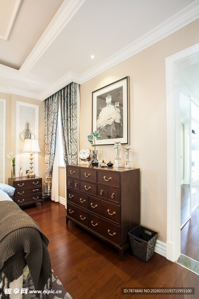 优雅复古风卧室室内场景