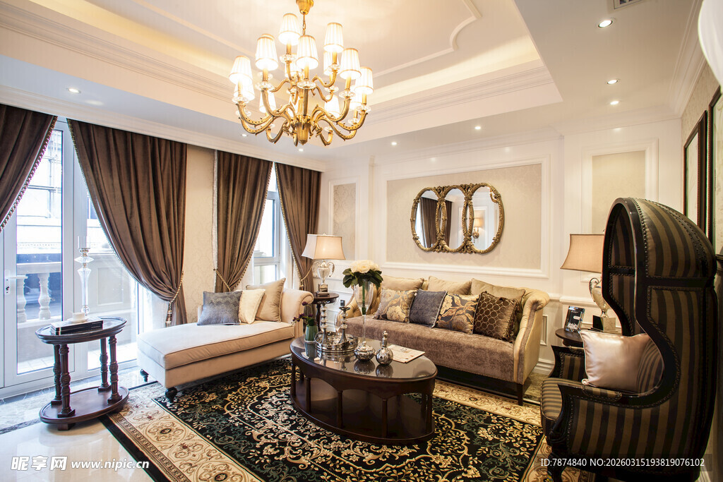 豪华典雅欧式客厅实景图