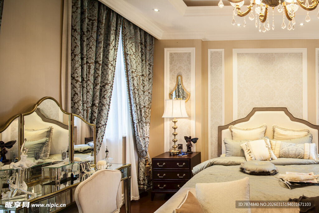 奢华欧式风格卧室场景