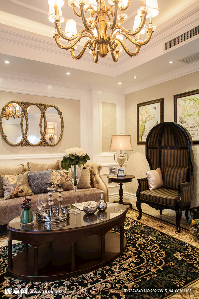 豪华典雅的客厅室内装饰