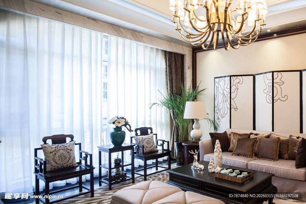 中式典雅客厅室内装饰图