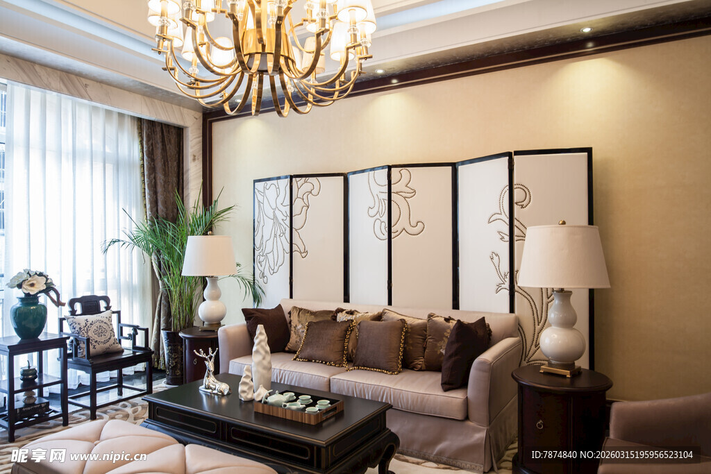 现代中式风格豪华客厅