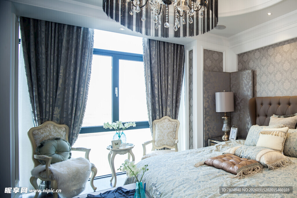 现代优雅卧室室内风光