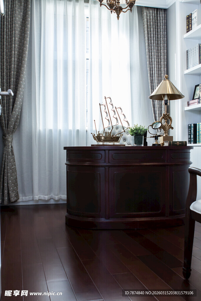 优雅客厅中的深色家具摆设