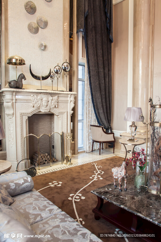 复古欧式风格客厅一角