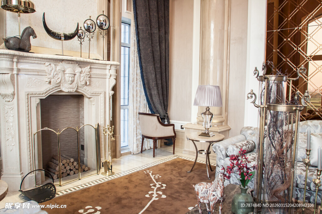 欧式古典风格奢华室内一角