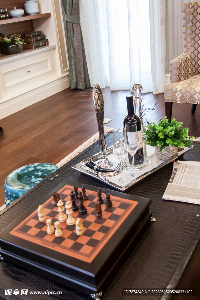 室内棋盘棋局 静谧休闲时刻