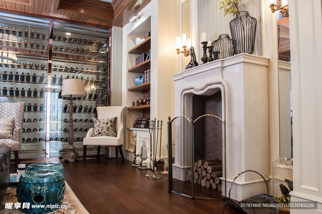 复古奢华书房室内场景