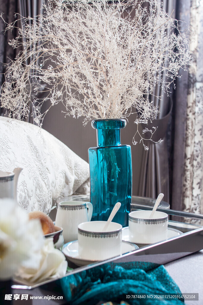 蓝绿色系家居装饰摆件