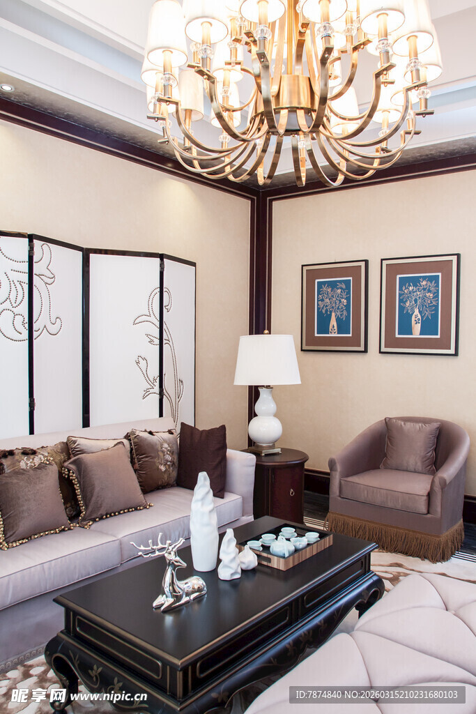 豪华客厅室内装饰全景