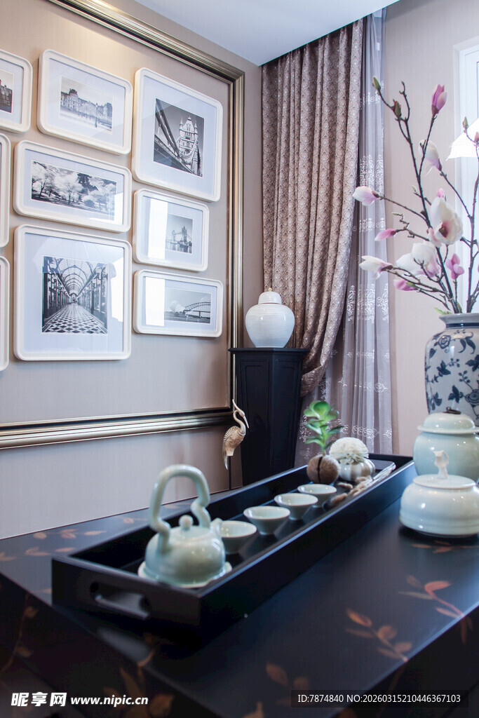 中式雅致茶室一角