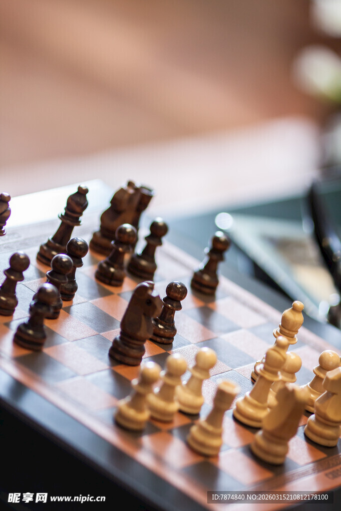 棋盘上的精致国际象棋棋子