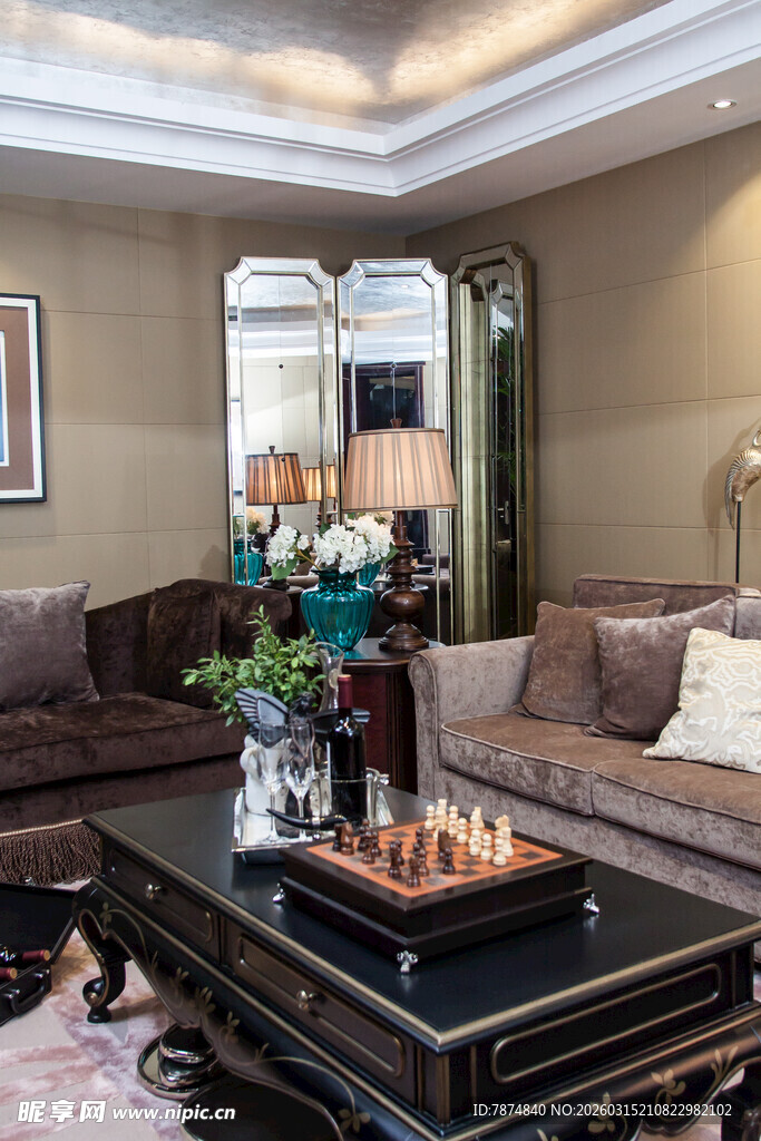 现代奢华风格客厅室内景