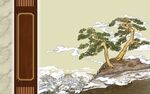 中式山水松景插画