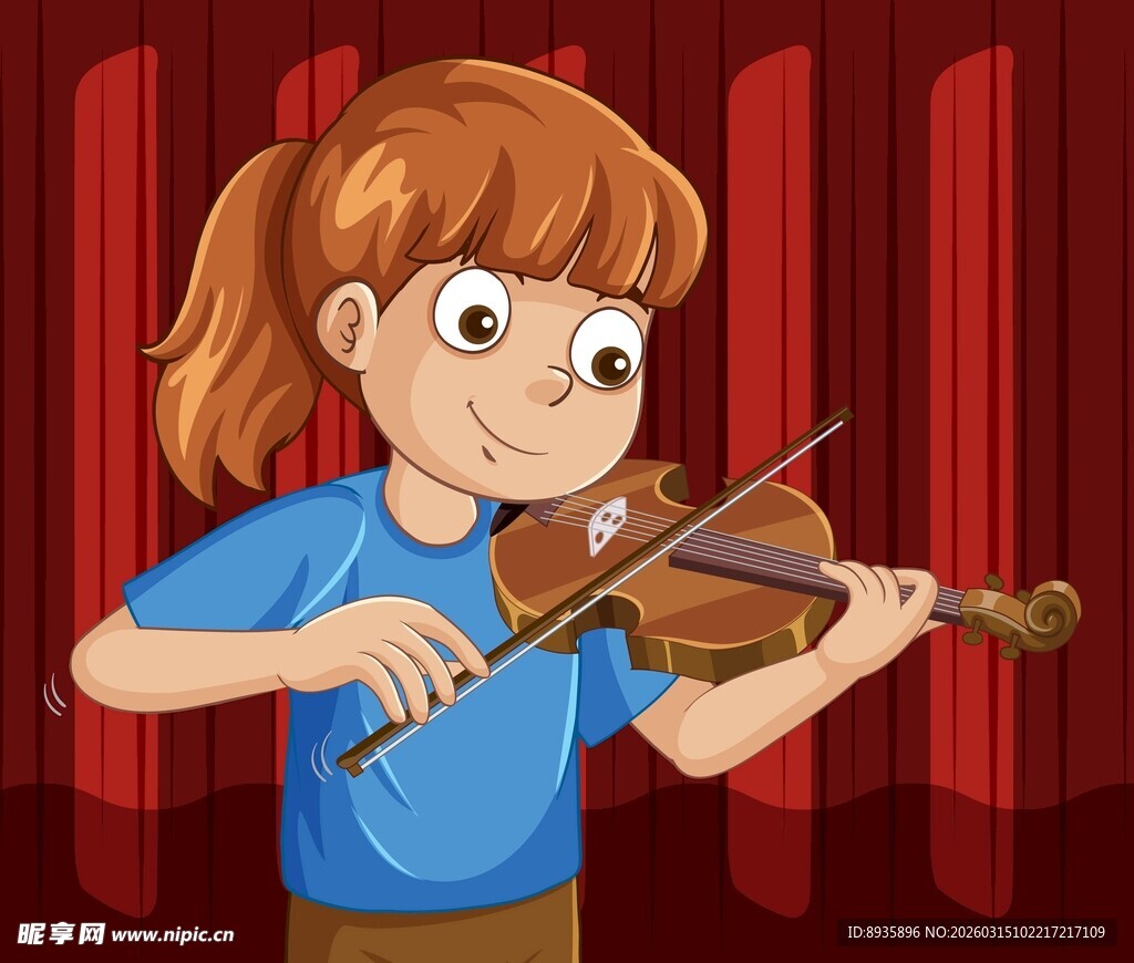 拉小提琴插画