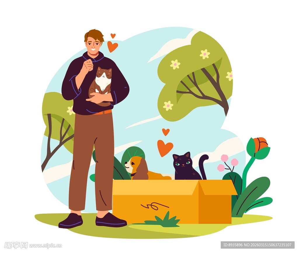 宠物领养插画