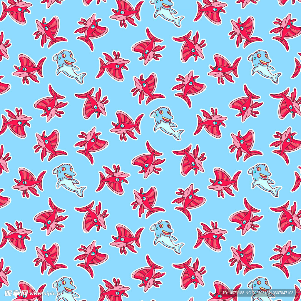 手绘鱼图案背景