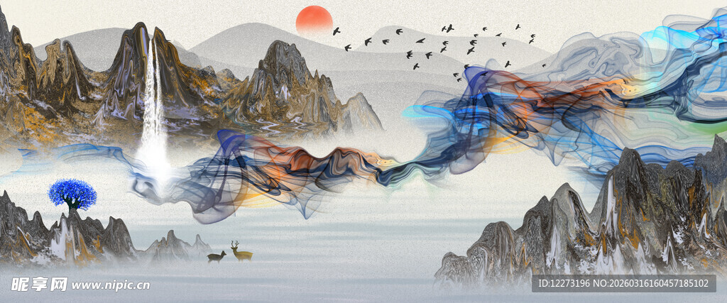 水墨山水间的奇幻风景