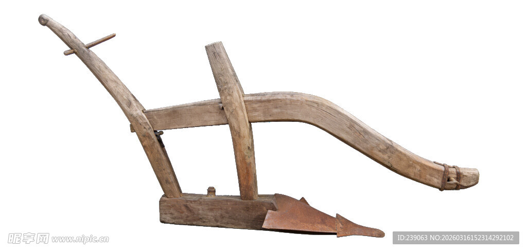 古老木制犁具