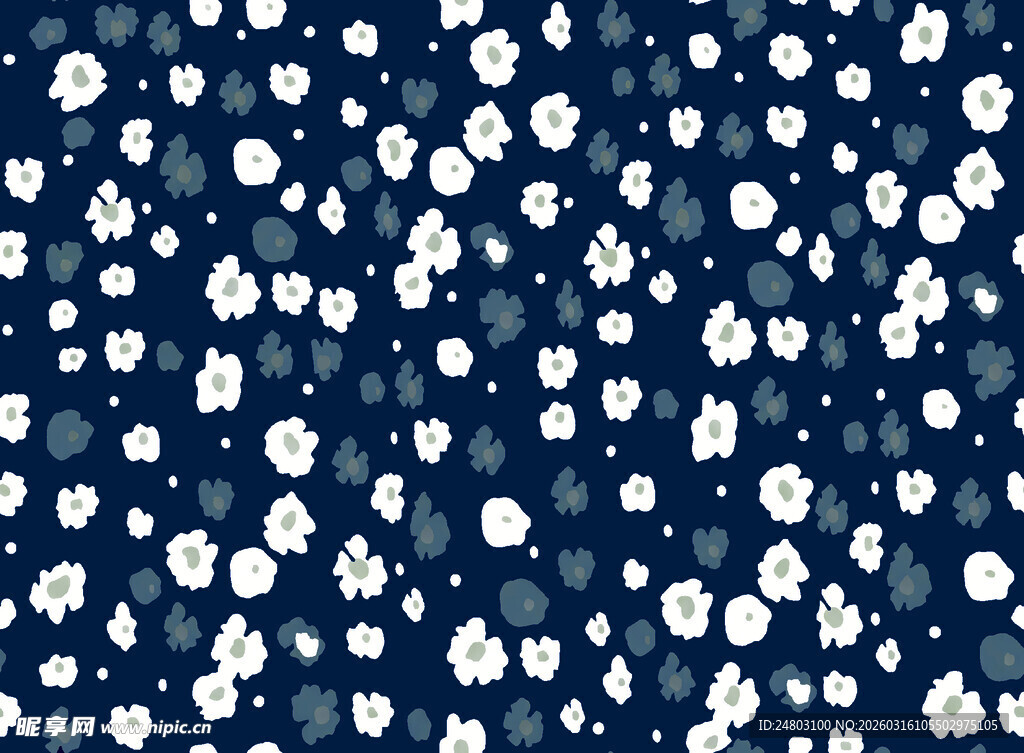 深蓝色底散布白色斑点图案