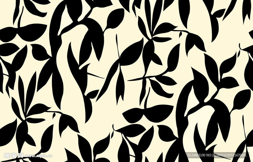 黑白竹叶图案纹理设计