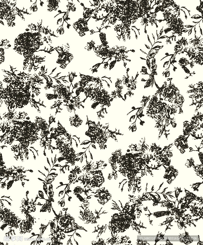黑白抽象植物纹理图案